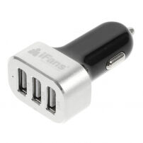 iFans autós ügyvezető töltő (5.1A) három USB porttal - Apple iPhone / iPad / iPod - fekete-ezüst