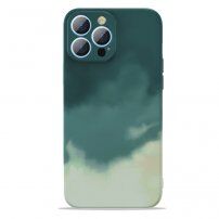 Védőtok akvarell mintával - iPhone 13 Pro Max - zöld