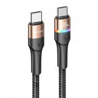 Usams világító fonott adat- és töltő kábel PD USB-C / USB-C - iPhone / iPad / MacBook / AirPods - 1,2 m - arany
