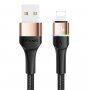 Usams világító fonott adat- és töltő kábel USB / Lightning - iPhone / iPad - 1,2m - arany