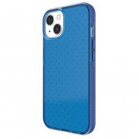 Keresztmintás átlátszó védőtok - iPhone 13 mini - kék