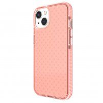Keresztmintás átlátszó védőtok - iPhone 13 mini - rózsaszín