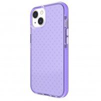 Keresztmintás átlátszó védőtok - iPhone 13 mini - lila