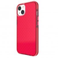 Keresztmintás átlátszó védőtok - iPhone 13 mini - piros