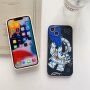 Puha műanyag tok - asztronauta teleszkóppal - iPhone 13 Pro Max - sötétkék
