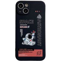 Puha műanyag tok - asztronauta - iPhone 13 Pro Max - fekete