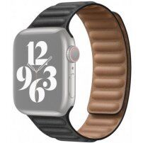 Szíj bőr felülettel - Apple Watch 42mm / 41mm / 40mm / 38mm - fekete