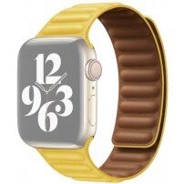 Szíj bőr felülettel - Apple Watch 42mm / 41mm / 40mm / 38mm - sárga