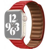 Szíj bőr felülettel - Apple Watch 42mm / 41mm / 40mm / 38mm - piros