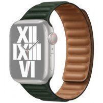 Szíj bőr felülettel - Apple Watch 42mm / 41mm / 40mm / 38mm - olívazöld
