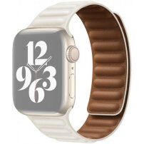 Szíj bőr felülettel - Apple Watch Ultra 49mm / 46mm / 45mm / 44mm / 42mm - krémszínű