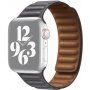 Szíj bőr felülettel - Apple Watch Ultra 49mm / 46mm / 45mm / 44mm / 42mm - szürke