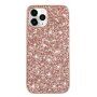 Védőtok flitterekkel - iPhone 12 mini - rózsaszín-arany