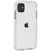 Keresztmintás átlátszó védőtok - iPhone 11 - fehér