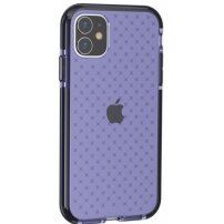 Keresztmintás átlátszó védőtok - iPhone 11 - kék