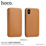 HOCO luxus flip cover tok műbőrből Apple iPhone XS / iPhone X - barna