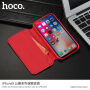 HOCO luxus flip cover tok műbőrből Apple iPhone XS / iPhone X - piros
