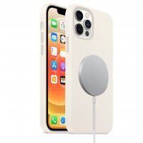 Szilikon tok Magsafe töltéstámogatással - iPhone 12 / 12 Pro - fehér