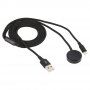 2 az 1-be Fonott USB-A / Lightning / mágneses korong adat- és töltőkábel - iPhone / iPad / Apple Watch / AirPods - 1 m - fekete