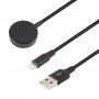 2 az 1-be Fonott USB-A / Lightning / mágneses korong adat- és töltőkábel - iPhone / iPad / Apple Watch / AirPods - 1 m - fekete