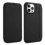 Szilikon és PU műbőr pénztárca tok - iPhone 13 mini - fekete