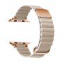 Bőr mágneses szíj fém részletekkel - Apple Watch 42mm / 41mm / 40mm / 38mm - bézs