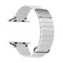 Bőr mágneses szíj fém részletekkel - Apple Watch 42mm / 41mm / 40mm / 38mm - fehér