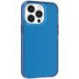 Keresztmintás átlátszó védőtok - iPhone 13 Pro Max - kék