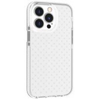Keresztmintás átlátszó védőtok - iPhone 13 Pro - fehér