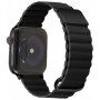 Bőr mágneses szíj fém részletekkel - Apple Watch 42mm / 41mm / 40mm / 38mm - fekete