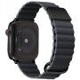 Bőr mágneses szíj fém részletekkel - Apple Watch 42mm / 41mm / 40mm / 38mm - sötétszürke