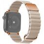 Bőr mágneses szíj fém részletekkel - Apple Watch 42mm / 41mm / 40mm / 38mm - bézs