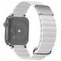 Bőr mágneses szíj fém részletekkel - Apple Watch 42mm / 41mm / 40mm / 38mm - fehér