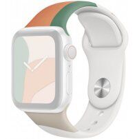 Szilikon szíj absztrakt mintával - Apple Watch 42mm / 41mm / 40mm / 38mm - narancssárga-zöld