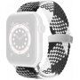 Nylon fonott szíj csúsztatható csattal - Apple Watch 42mm / 41mm / 40mm / 38mm - fekete-fehér