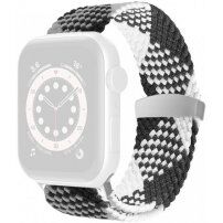 Nylon fonott szíj csúsztatható csattal - Apple Watch Ultra 49mm / 46mm / 45mm / 44mm / 42mm - fekete-fehér