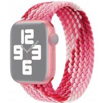 Nylon színes fontott körpánt - Apple Watch Ultra 49mm / 46mm / 45mm / 44mm / 42mm - S - rózsaszín