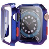 Védő borító edzett üveggel - Apple Watch 44mm - kék