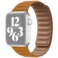 Szíj bőr felülettel - Apple Watch 42mm / 41mm / 40mm / 38mm - mustár színű