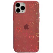 Átlátszó tok változó szívekkel - iPhone 11 Pro Max - piros