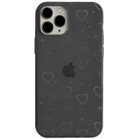 Átlátszó tok változó szívekkel - iPhone 13 Pro Max - fekete