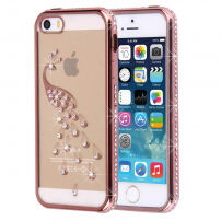 Rózsaszín-arany tok kövekkel Apple iPhone 5 / 5S / SE (2016) - páva