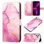 Márvány flip cover tok PU bőrből - iPhone 13 Pro Max - fukszia