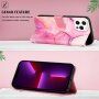 Márvány flip cover tok PU bőrből - iPhone 13 Pro Max - fukszia