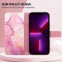 Márvány flip cover tok PU bőrből - iPhone 13 Pro Max - fukszia