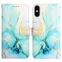 Márvány flip cover tok PU bőrből - iPhone X / XS - türkizkék
