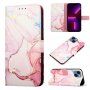 Márvány flip cover tok PU bőrből - iPhone 13 mini - rózsaszín