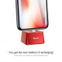 BASEUS alumínium töltős állvány Apple iPhone - piros