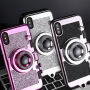 Stílusos tok retró fényképezőgép dizájnban Apple iPhone XS / iPhone X - fekete