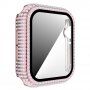 Strasszkővel kirakott tok edzett üveggel - Apple Watch 40mm - rózsaszín